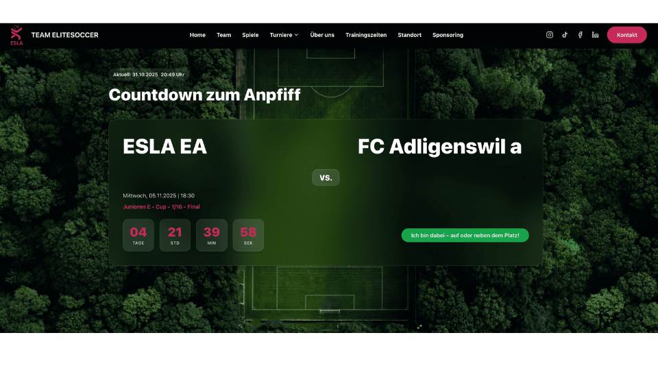 Webdesign Projekt Solothurn: Team Elite Soccer Website